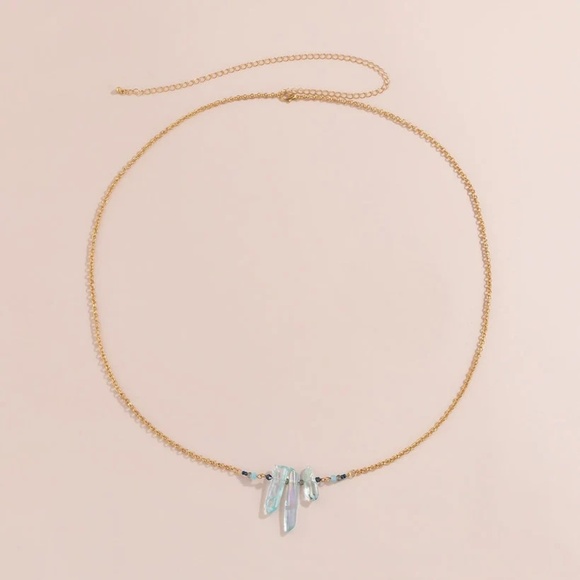 Belly Ring Waist Chain, Crystal and Acid Blue Waist Chain - Picture 5 of 6